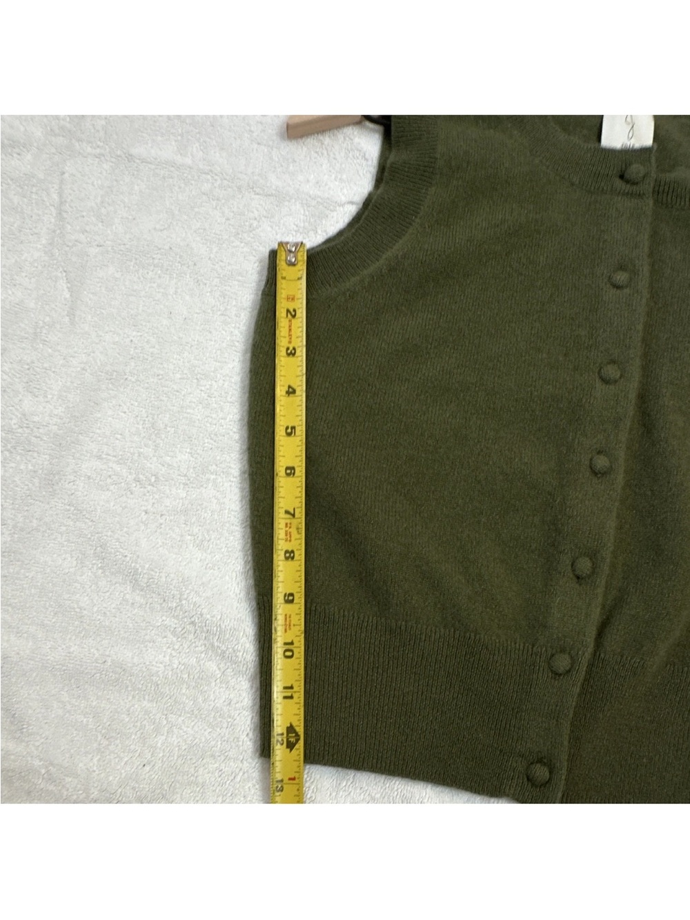 Joie Olive Green Cashmere Sleeveless Button-Front Vest - Picture 5 of 7